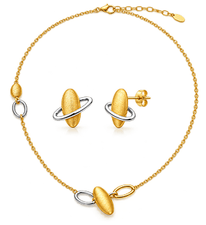 Two-Tone Oval Link Necklace and earrings